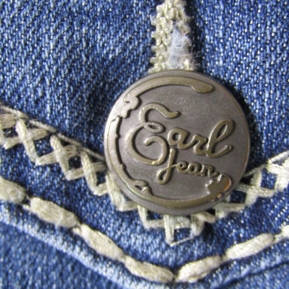 Earl Jean Blue Denim Embroidered Jeans Women's Size 28 x 27 Pre-Owned - Picture 9 of 14